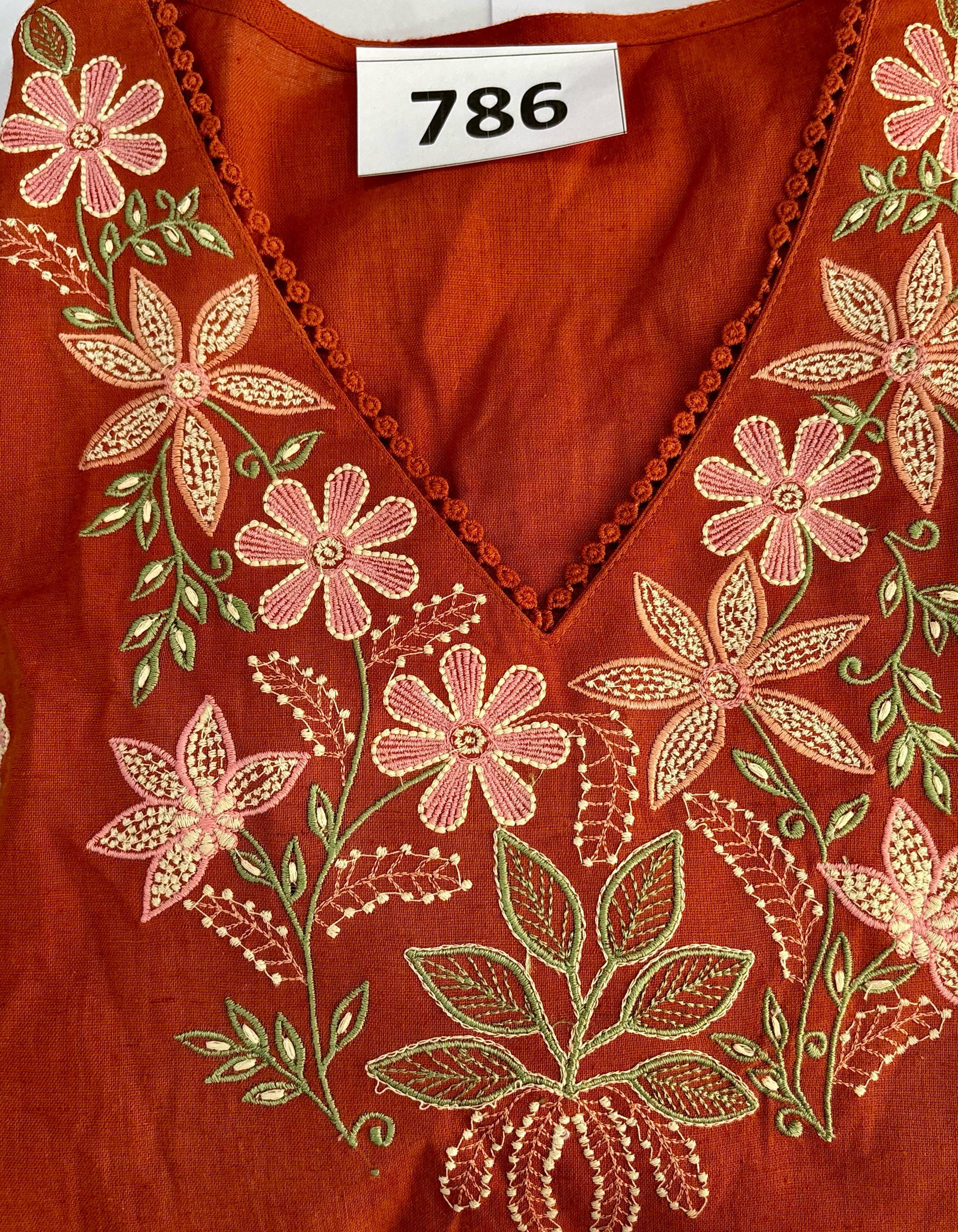 Orange Embroidered 2 Pcs et D.No.786_0