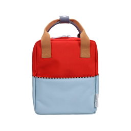 Red blue colourblock backpack - small