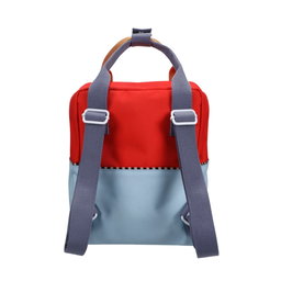 Red blue colourblock backpack - small