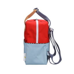 Red blue colourblock backpack - small