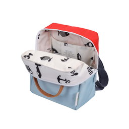 Red blue colourblock backpack - small