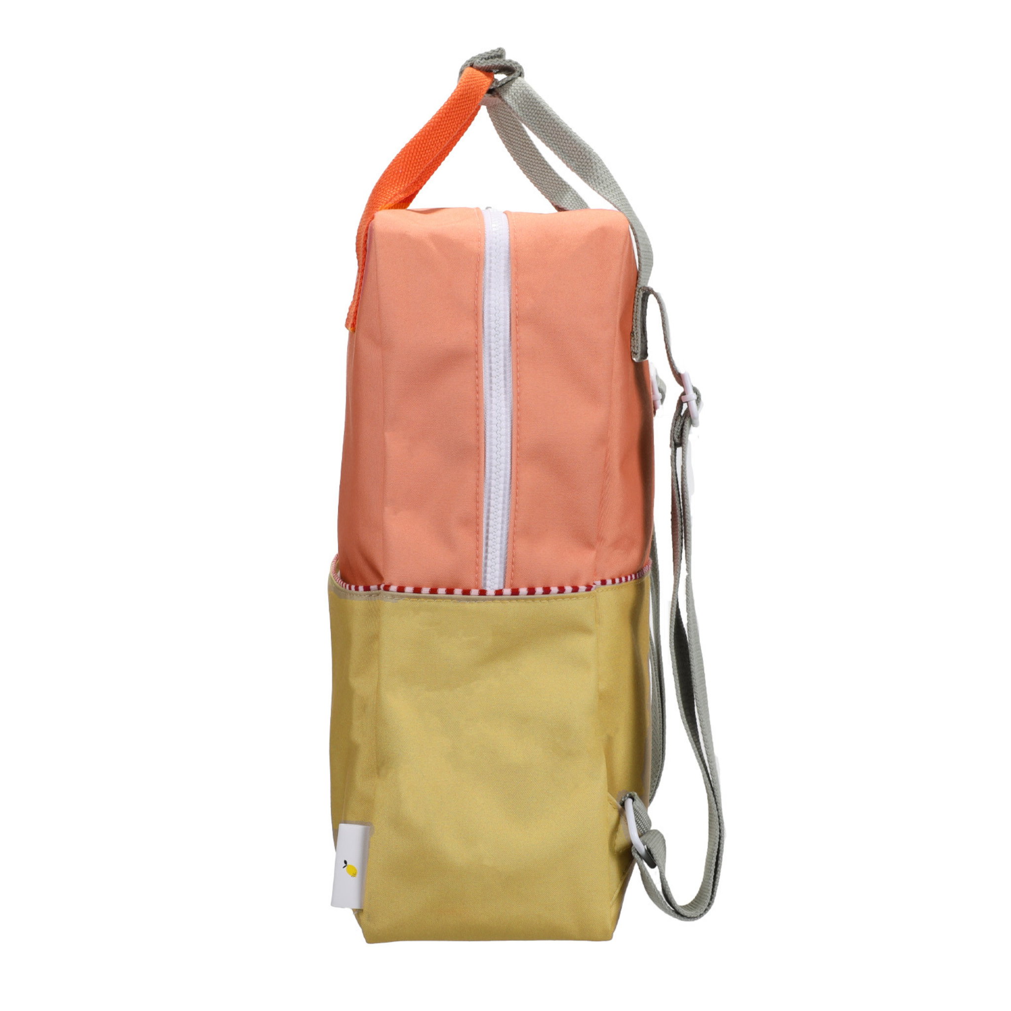 Coral & lemon green colourblock backpack - large_2