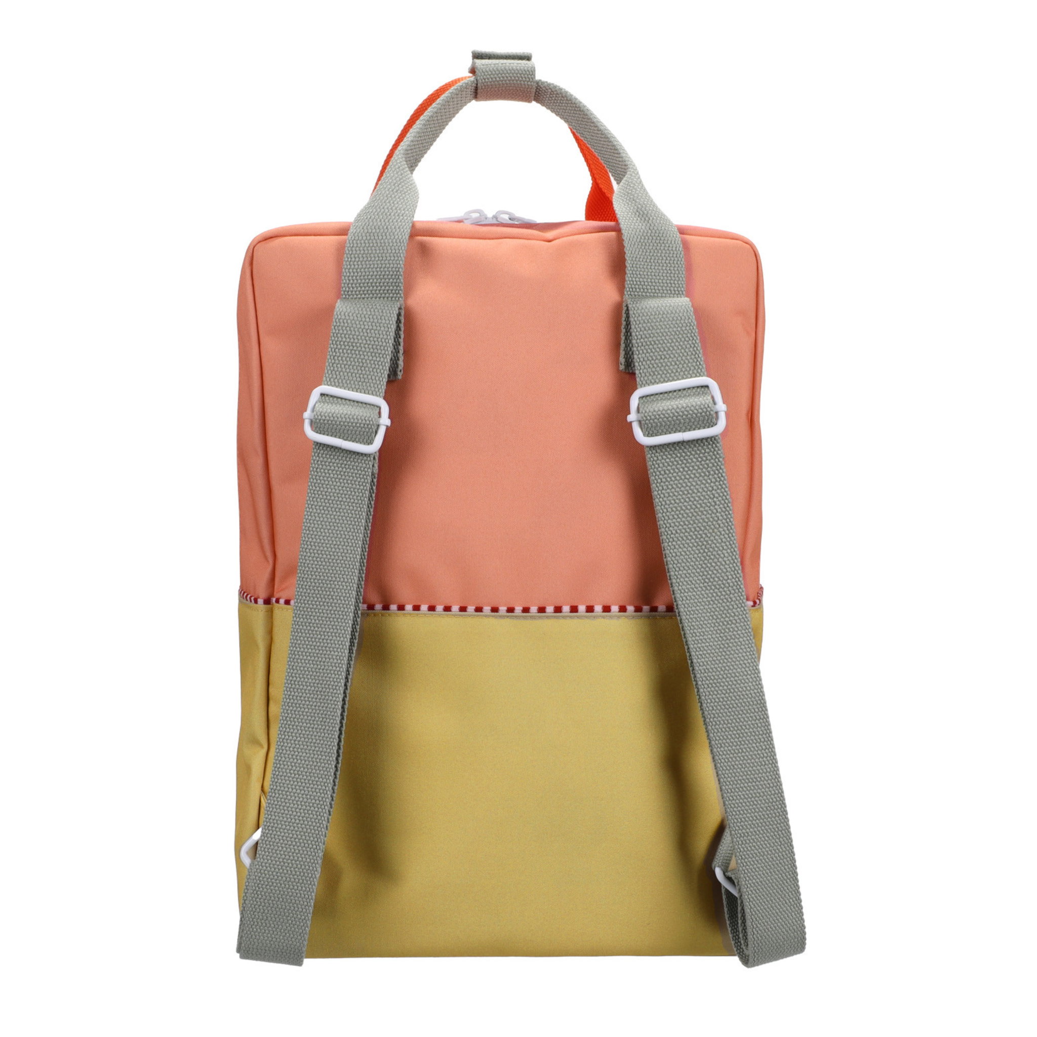 Coral & lemon green colourblock backpack - large_3