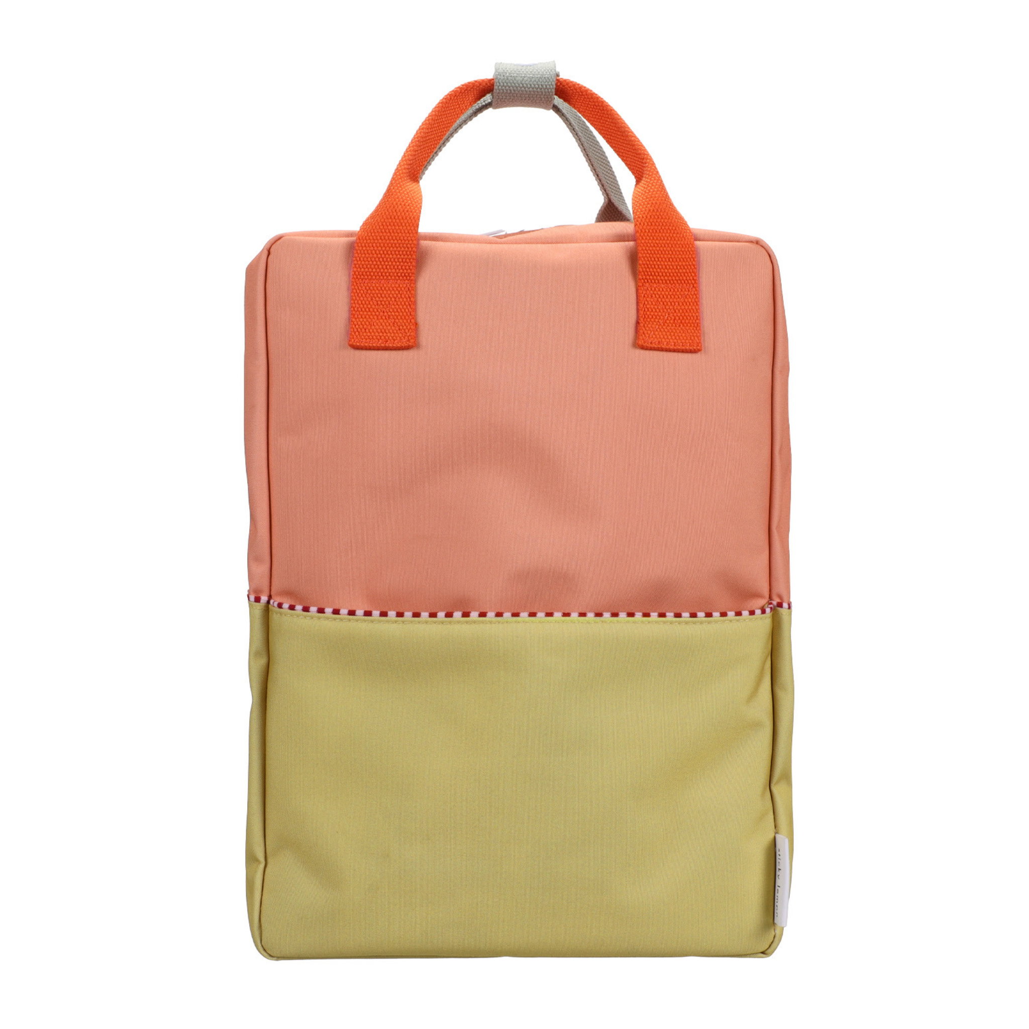 Coral & lemon green colourblock backpack - large_0