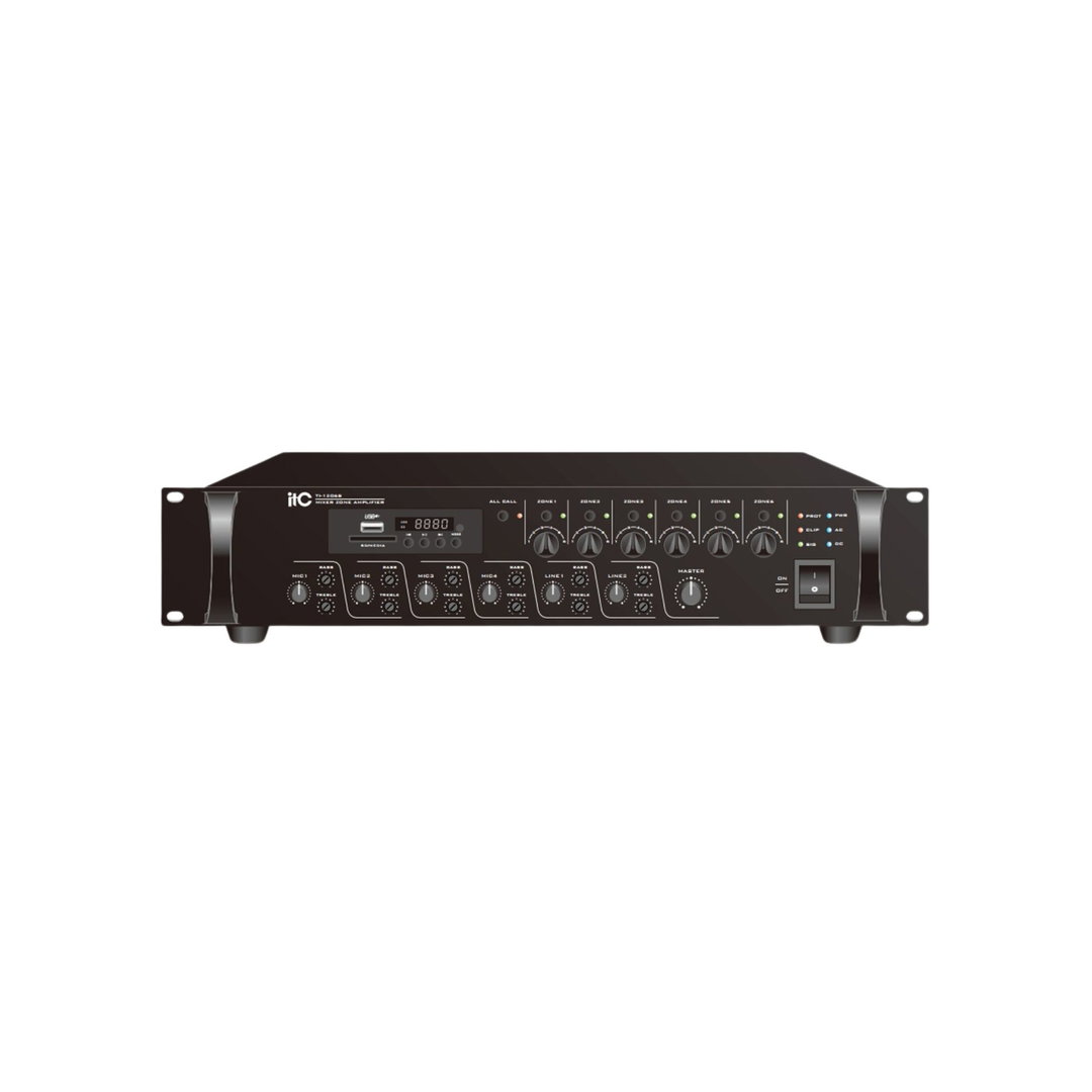 TL-2406S ITC Amplifier RMS 240W 6 Zones Digital Mixer Amplifier with MP3(USB/SD)+FM Tuner and Bluetooth