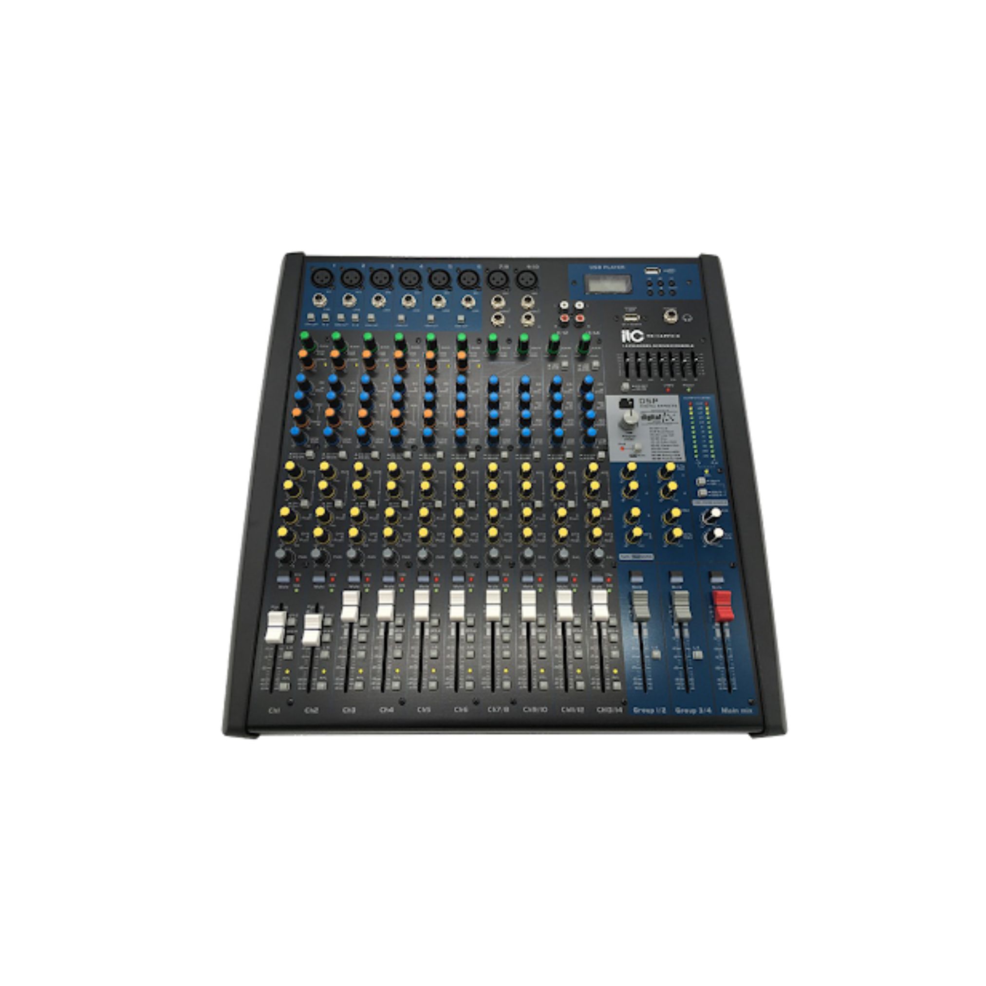 TS-14PFX-4 ITC 14 Channels Mixer, 4 groups output, with MP3 player and 24-bit DSP_0