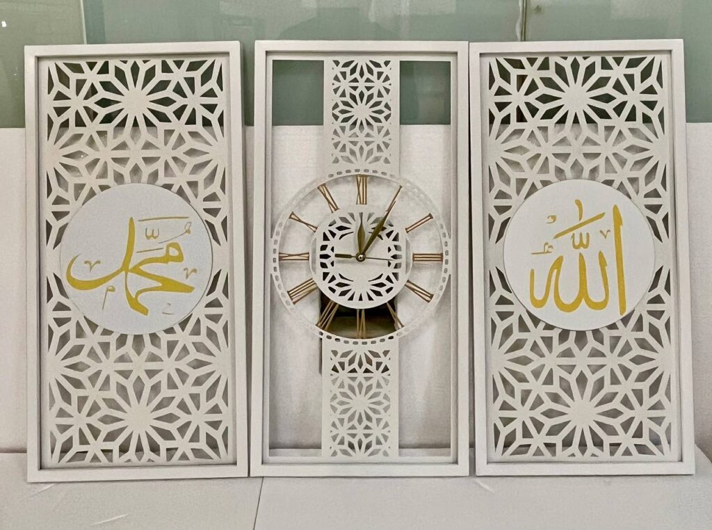 CLOCK WALL DECORATION ALLAH MUHAMMAD AAM01 (3 PC)_7