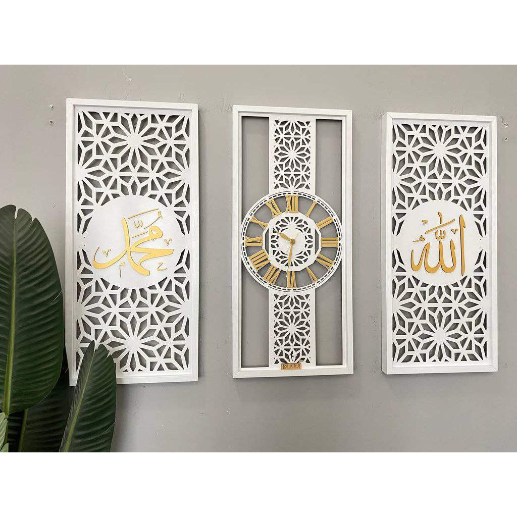 CLOCK WALL DECORATION ALLAH MUHAMMAD AAM01 (3 PC)_1