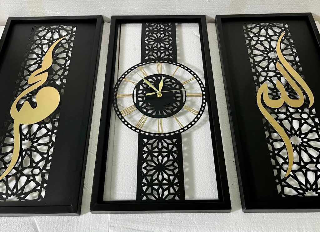 CLOCK WALL DECORATION ALLAH MUHAMMAD AAM01 (3 PC)_5