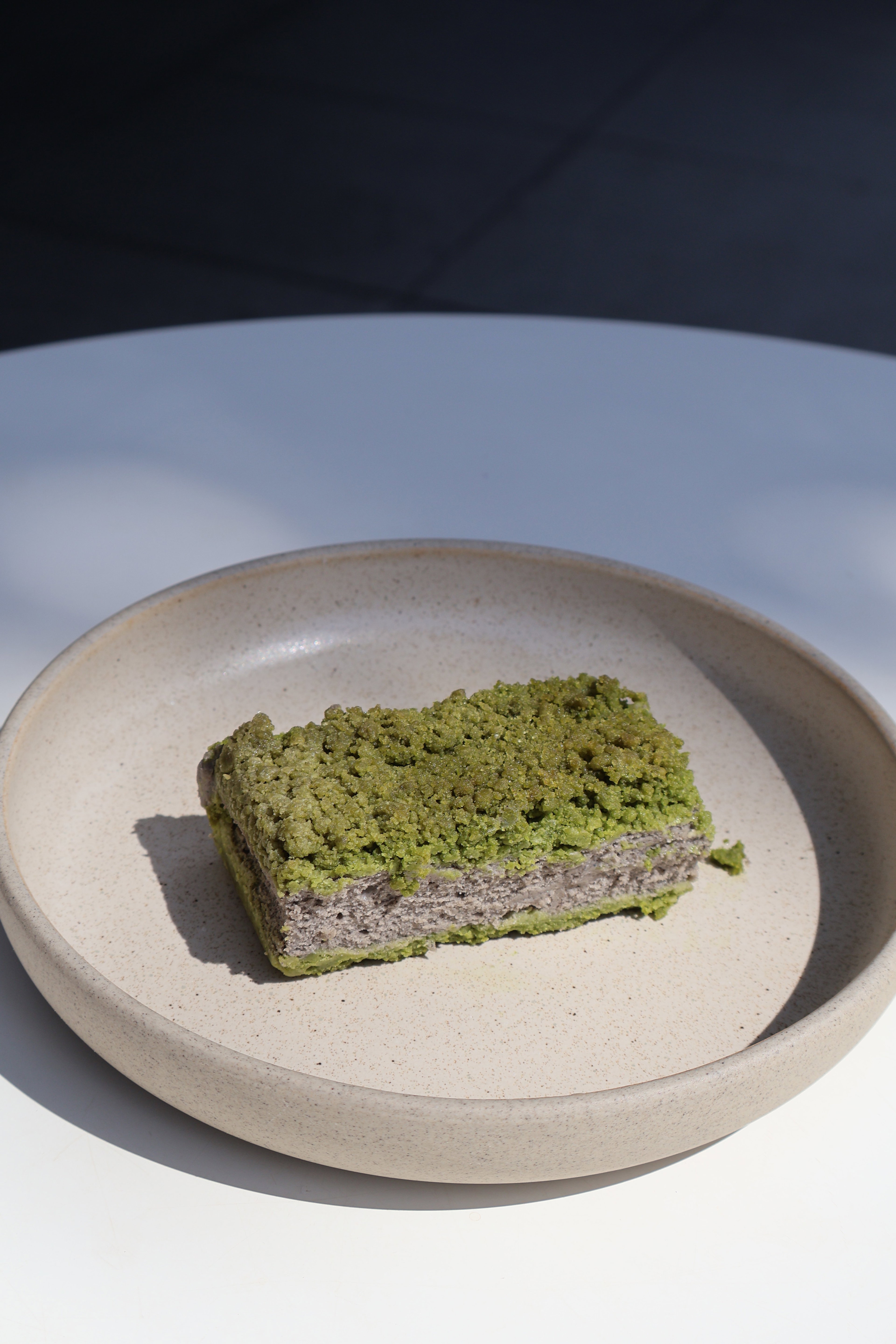 Black Sesame Cheesecake with Matcha Crumble