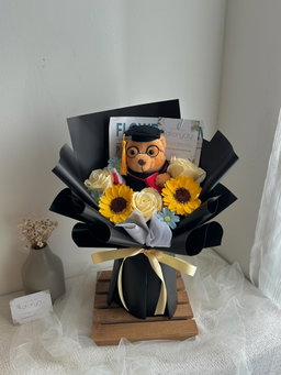 (GB001) Graduation Big Bear Soap Flower Bouquet 
