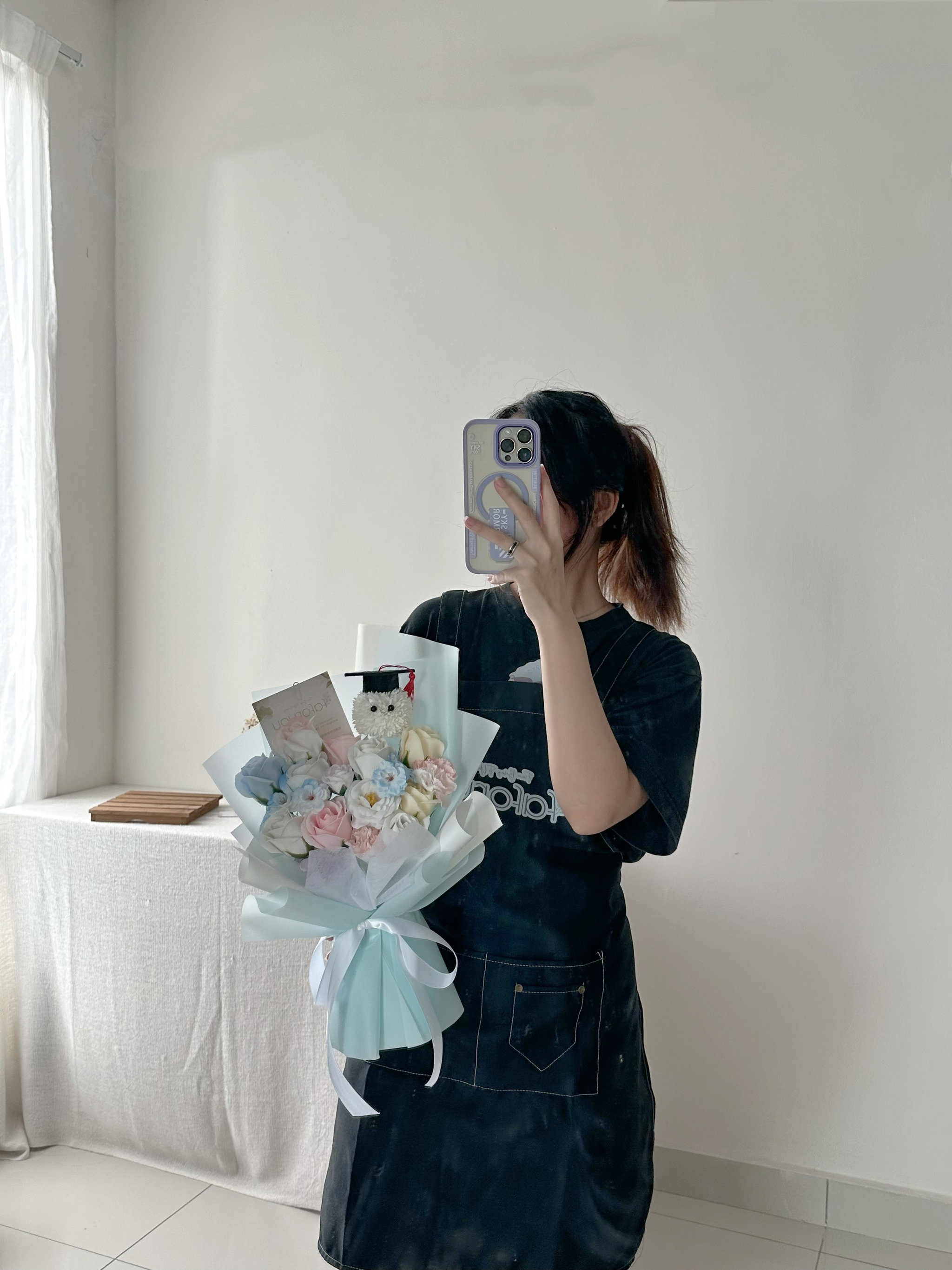 ( GP018) Graduation Ping Pong Soap Flower Mixed Bouquet  _2