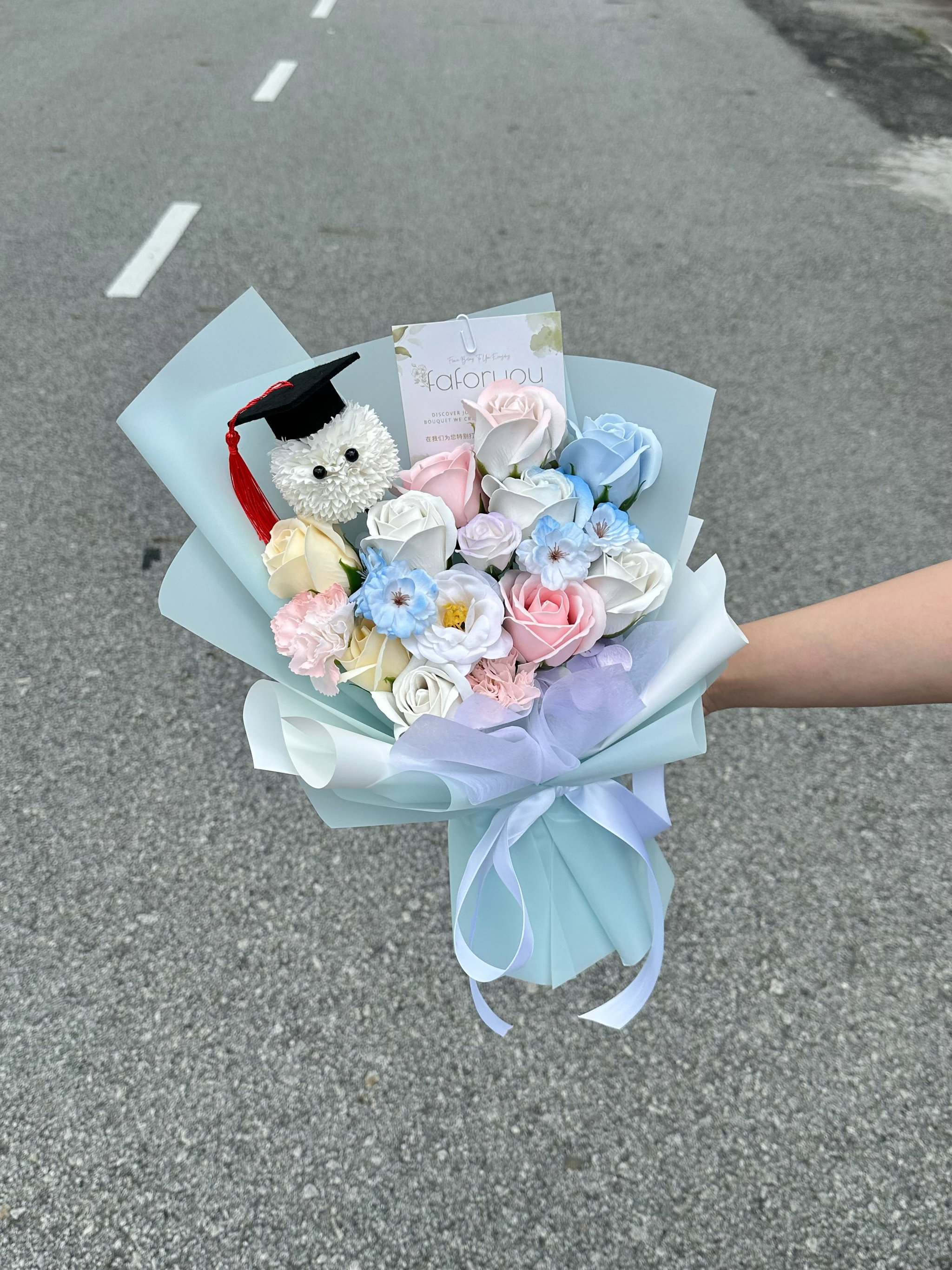 ( GP018) Graduation Ping Pong Soap Flower Mixed Bouquet  _0