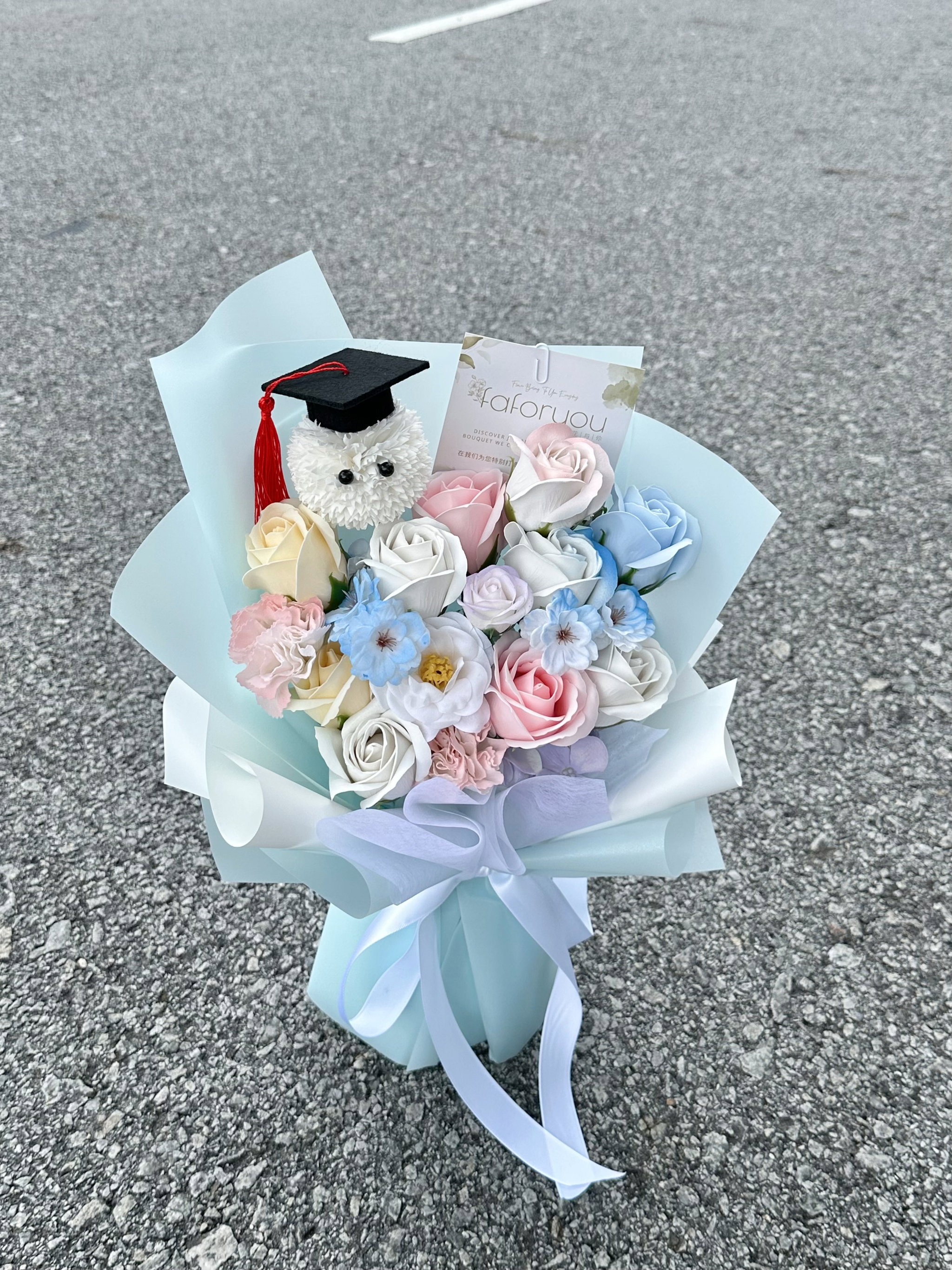 ( GP018) Graduation Ping Pong Soap Flower Mixed Bouquet  _1