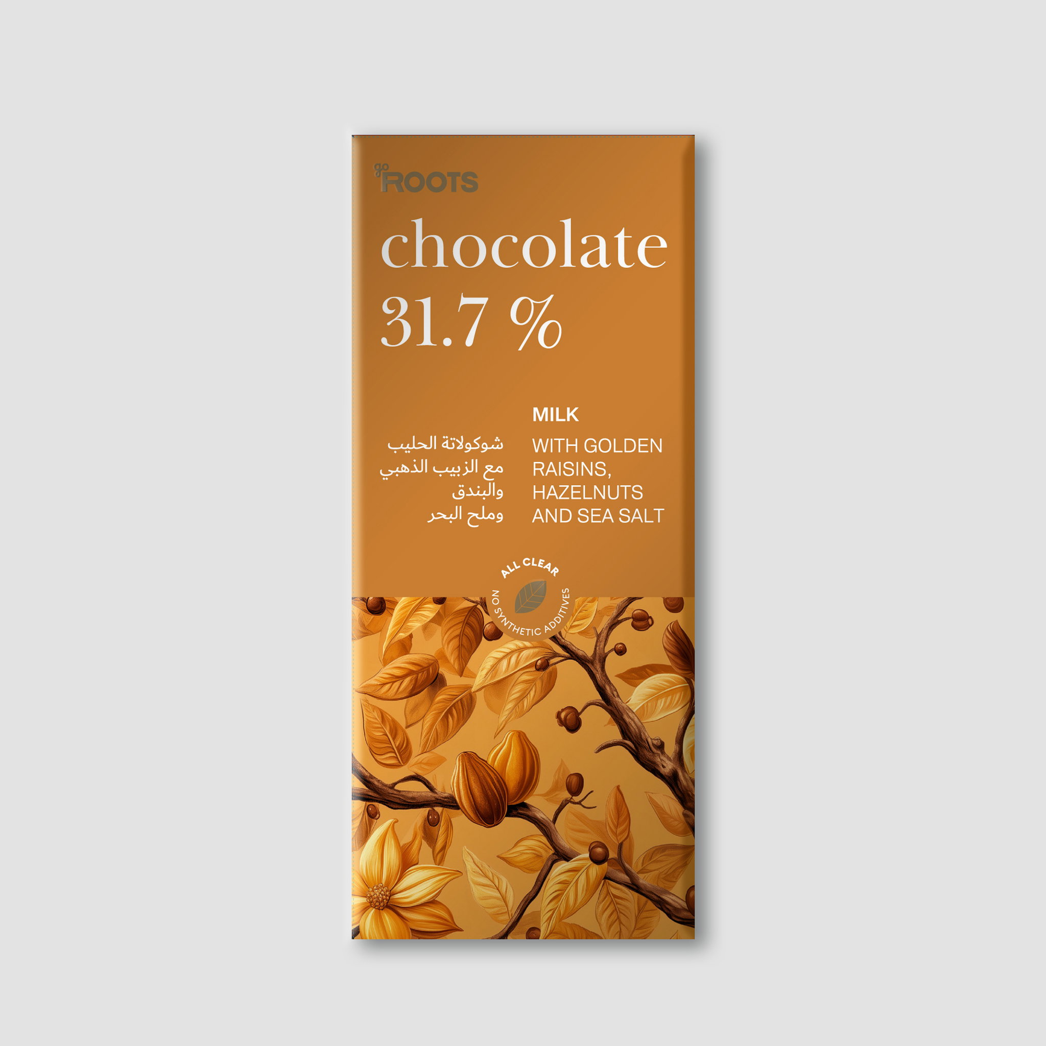 Roots Milk Chocolate with Golden Raisins, Hazelnuts & Sea Salt 100g_0