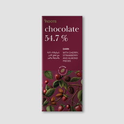 Roots Dark Chocolate with Cherry, Strawberry & Almond Pieces 100g