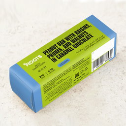 Roots Peanut Bar with Raisins, Prunes & Walnuts Covered In Chocolate 45g