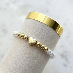 Stretchy Pearl Heart Bracelet