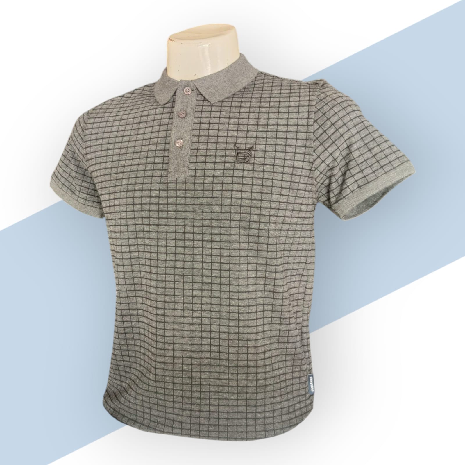 Grey check Polo T-shirt for Men_1