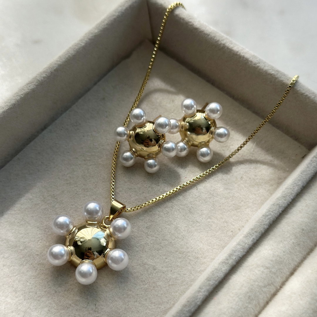 Gold Pearl Flower Set 