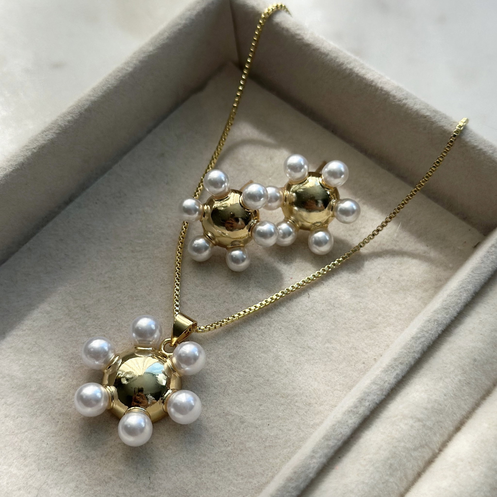 Gold Pearl Flower Set _0