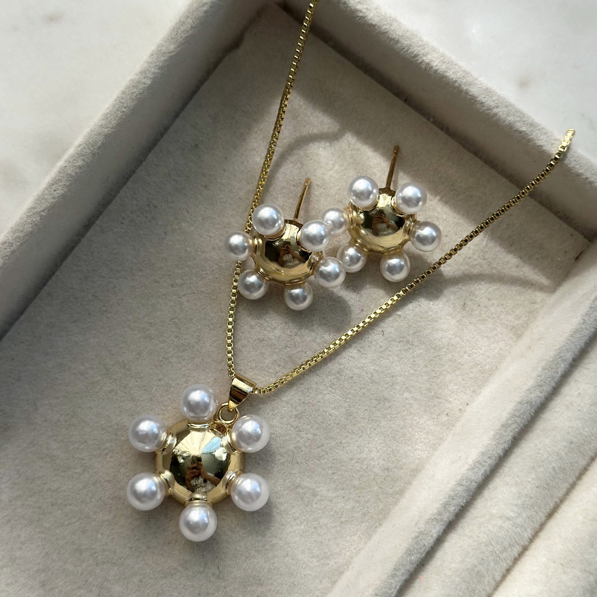 Gold Pearl Flower Set _1