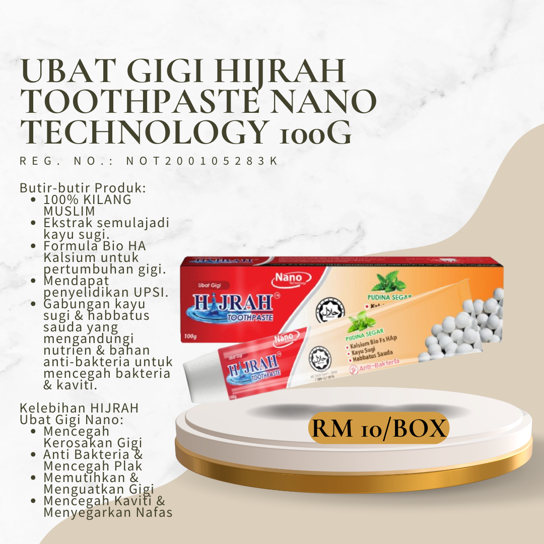 Ubat Gigi HIJRAH Toothpaste Nano Technology 100g rm10