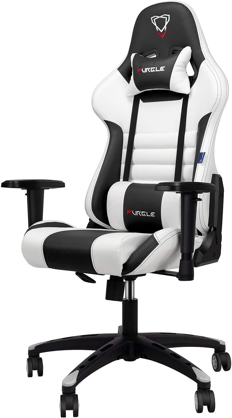 Cadeira de Gaming, cadeira giratória ergonômica de couro PU ajustável 4D, assento com encosto inclinado, cadeira de jogos_0