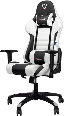 Cadeira de Gaming, cadeira giratória ergonômica de couro PU ajustável 4D, assento com encosto inclinado, cadeira de jogos