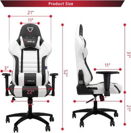 Cadeira de Gaming, cadeira giratória ergonômica de couro PU ajustável 4D, assento com encosto inclinado, cadeira de jogos