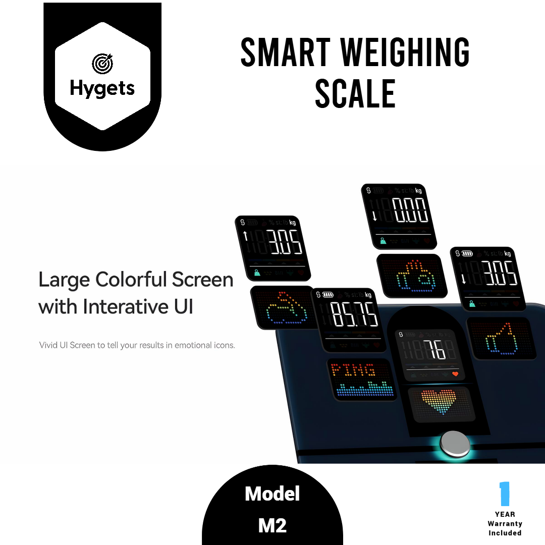 Hygets M2 Smart Body Composition Weighing Scale (4-Electrode) – Dual Screen + Heart Metrics _2