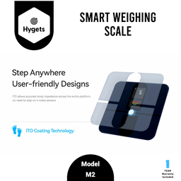 Hygets M2 Smart Body Composition Weighing Scale (4-Electrode) – Dual Screen + Heart Metrics 