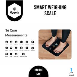 Hygets M2 Smart Body Composition Weighing Scale (4-Electrode) – Dual Screen + Heart Metrics 