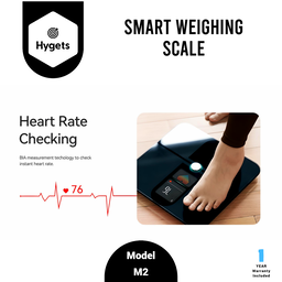 Hygets M2 Smart Body Composition Weighing Scale (4-Electrode) – Dual Screen + Heart Metrics 
