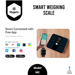 Hygets M2 Smart Body Composition Weighing Scale (4-Electrode) – Dual Screen + Heart Metrics 