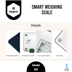Hygets M2 Smart Body Composition Weighing Scale (4-Electrode) – Dual Screen + Heart Metrics 
