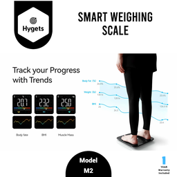 Hygets M2 Smart Body Composition Weighing Scale (4-Electrode) – Dual Screen + Heart Metrics 