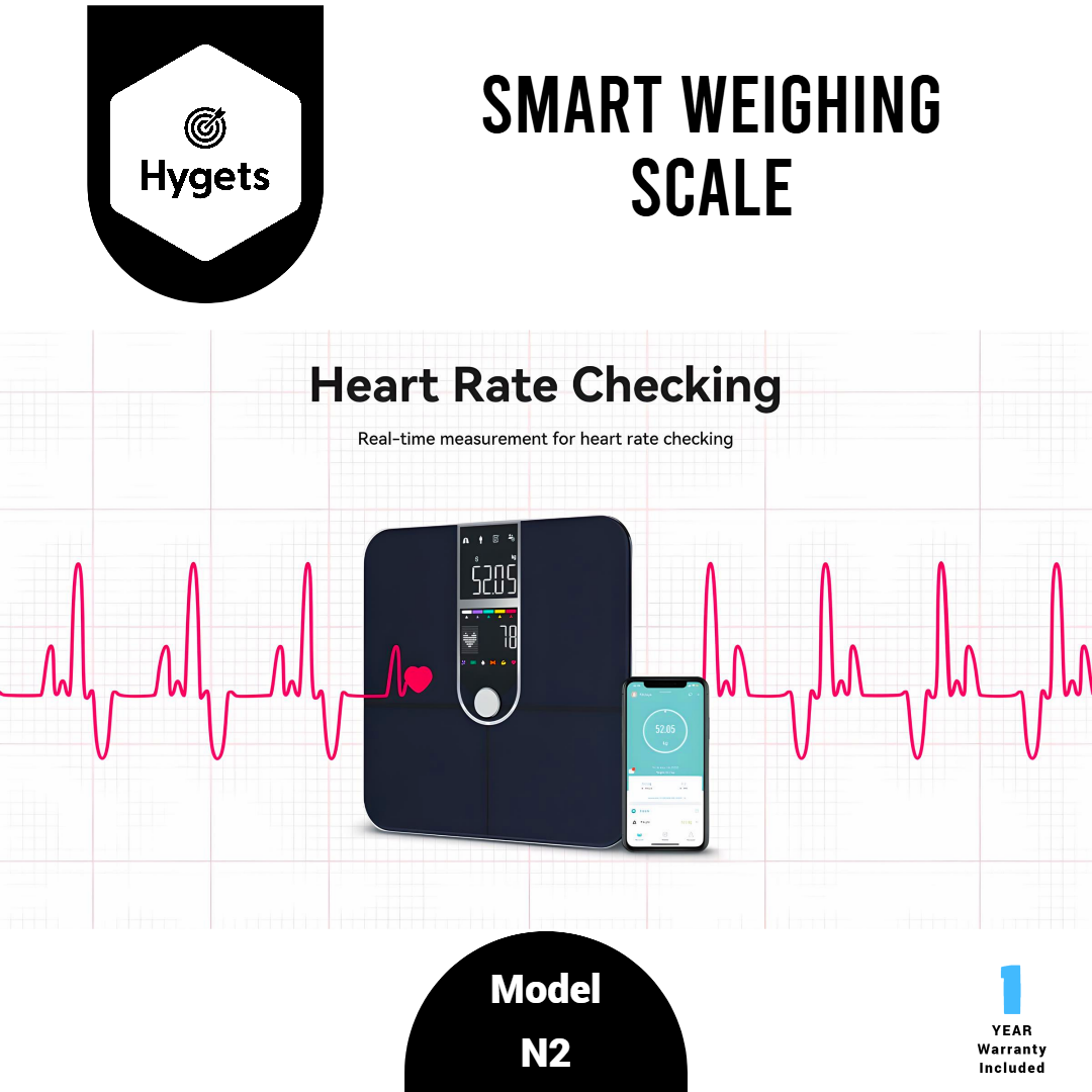 Hygets N2 Smart Body Composition Weighing Scale (4-Electrode) – Dual Screen + Heart Metrics_5