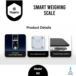 Hygets N2 Smart Body Composition Weighing Scale (4-Electrode) – Dual Screen + Heart Metrics