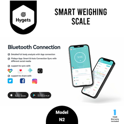 Hygets N2 Smart Body Composition Weighing Scale (4-Electrode) – Dual Screen + Heart Metrics