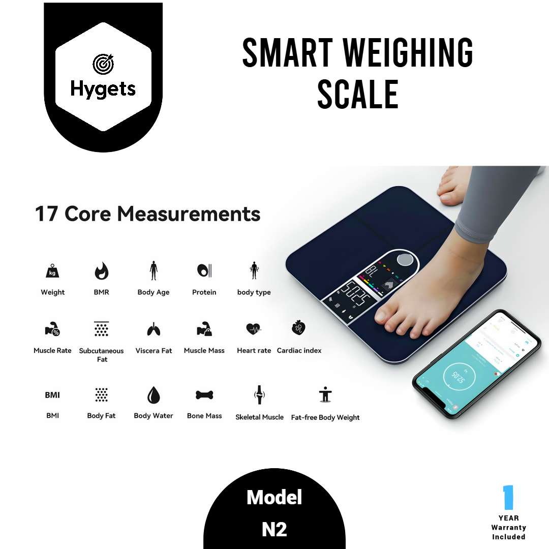 Hygets N2 Smart Body Composition Weighing Scale (4-Electrode) – Dual Screen + Heart Metrics_6