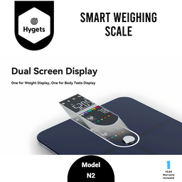 Hygets N2 Smart Body Composition Weighing Scale (4-Electrode) – Dual Screen + Heart Metrics