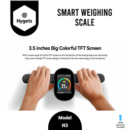 Hygets N3 Smart Body Composition Weighing Scale (8-Electrode Full-Body) – Handle Screen + Printable Report