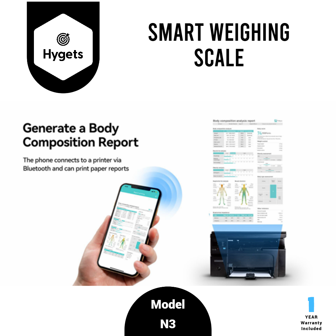 Hygets N3 Smart Body Composition Weighing Scale (8-Electrode Full-Body) – Handle Screen + Printable Report_13