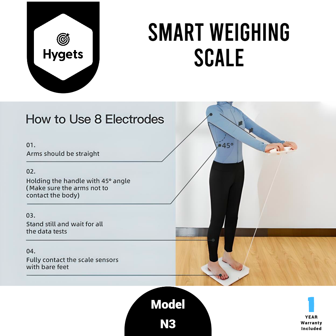 Hygets N3 Smart Body Composition Weighing Scale (8-Electrode Full-Body) – Handle Screen + Printable Report_16