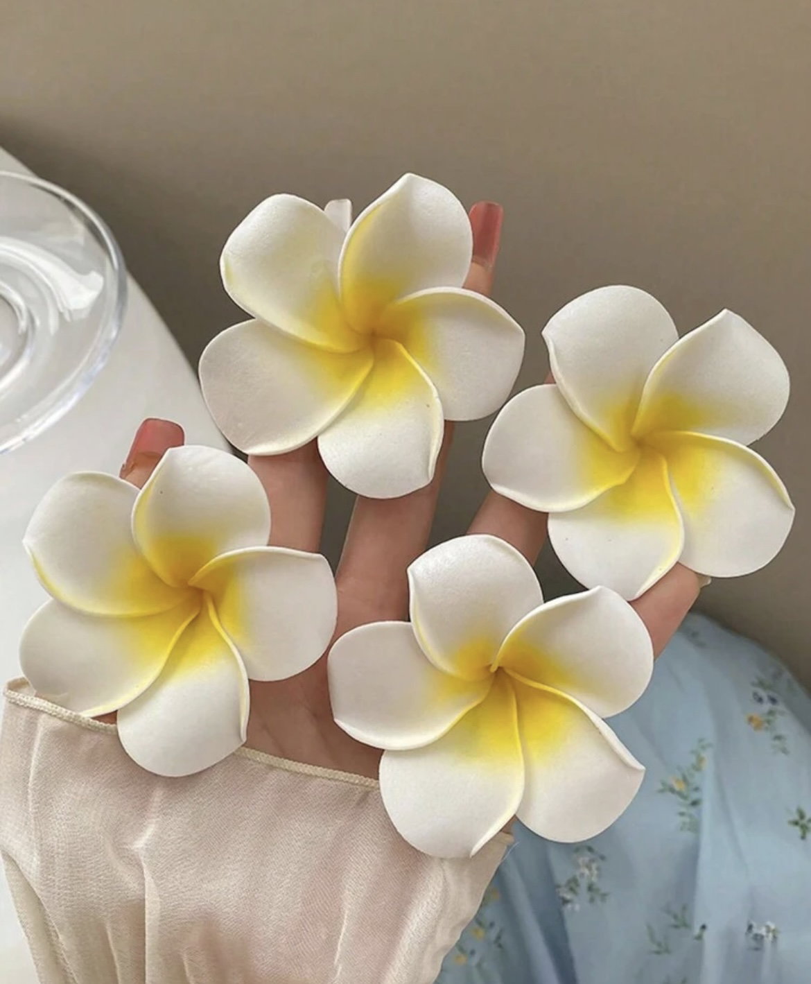 4pcs 2pcs Fried Plumeria Hairclip_1