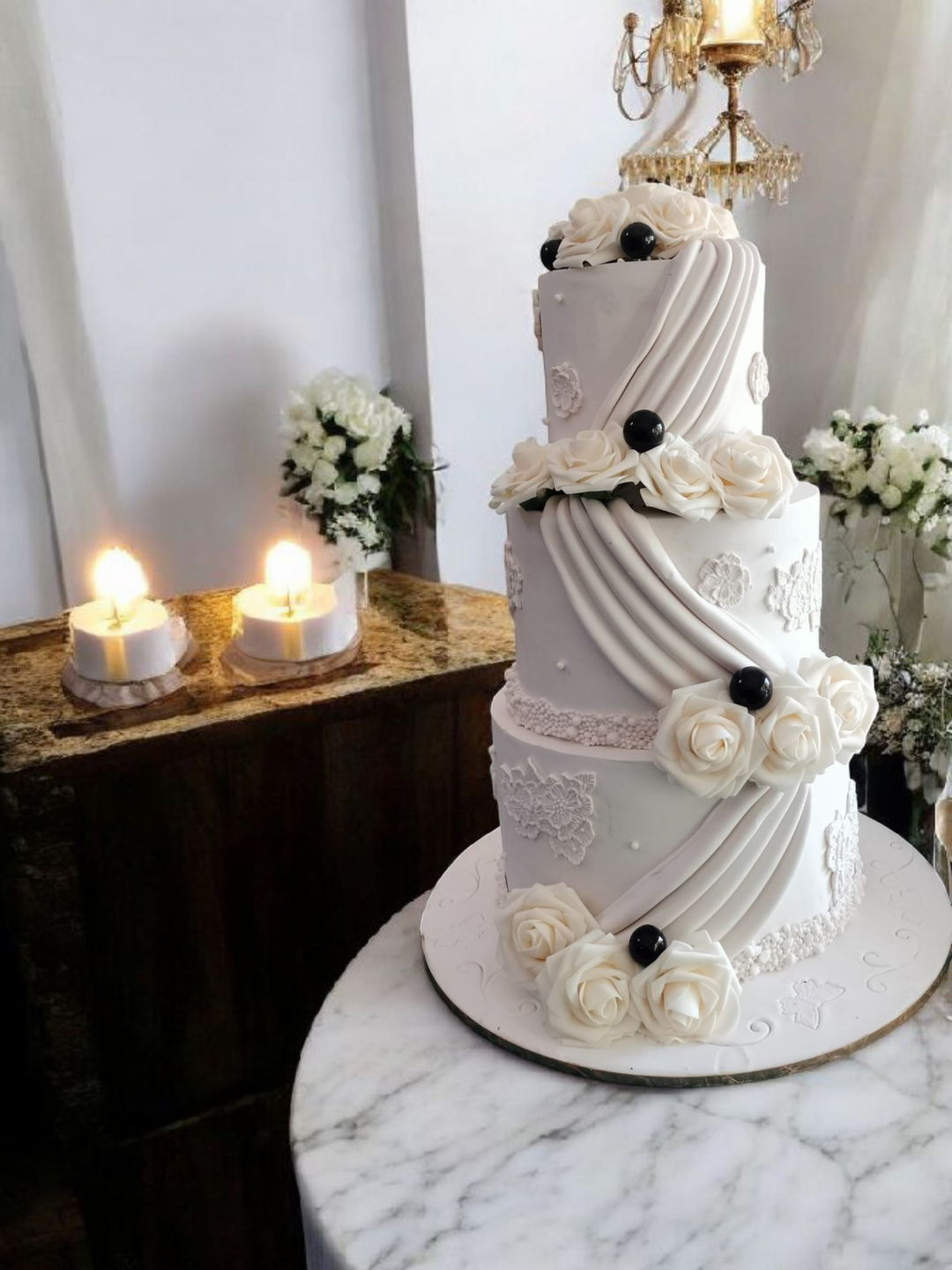 3Tier Draping Wedding Cake 0001