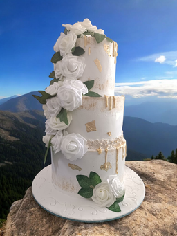 3tier Cascading RosesWedding Cake 0001