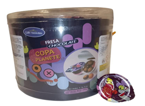 Caramelo Copa Planete fresa y chocolate 5g*100pcs* 12 jarras