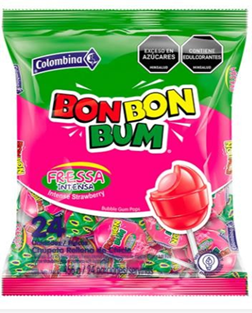 CHUPETA BON BON BUM FRESA INTENSA 456g*24pcs*15bol